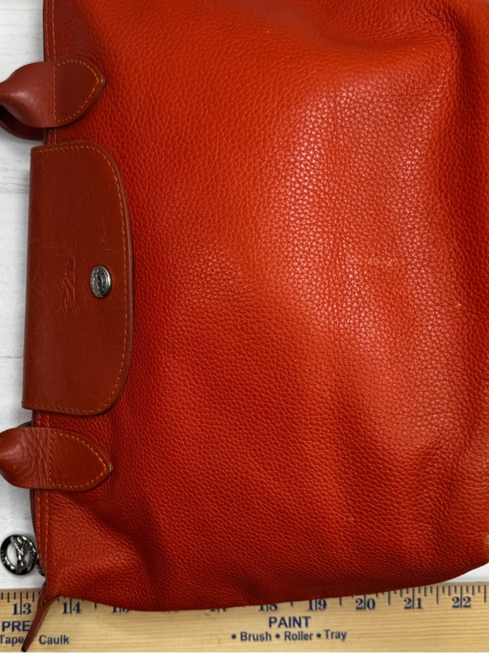 Longchamp Le Pliage Cuir Small Orange Leather Tote Bag Top Handle Authentic - Picture 13 of 16